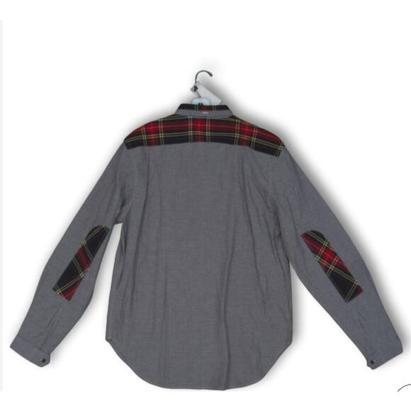 Fred Perry Gray Cotton Plaid Long‎ Sleeve Pocket Button-up 40 - Picture 2 of 5